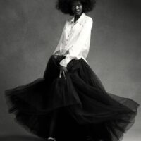 Adut akech modeling black white photo