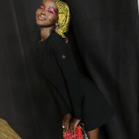 Adut akech wearing african headwrap