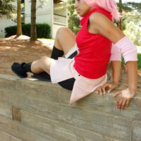 Black girl as sakura posing