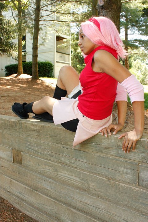 Black girl as sakura posing