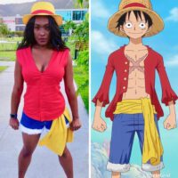 Black girl nice cosplay as luffy