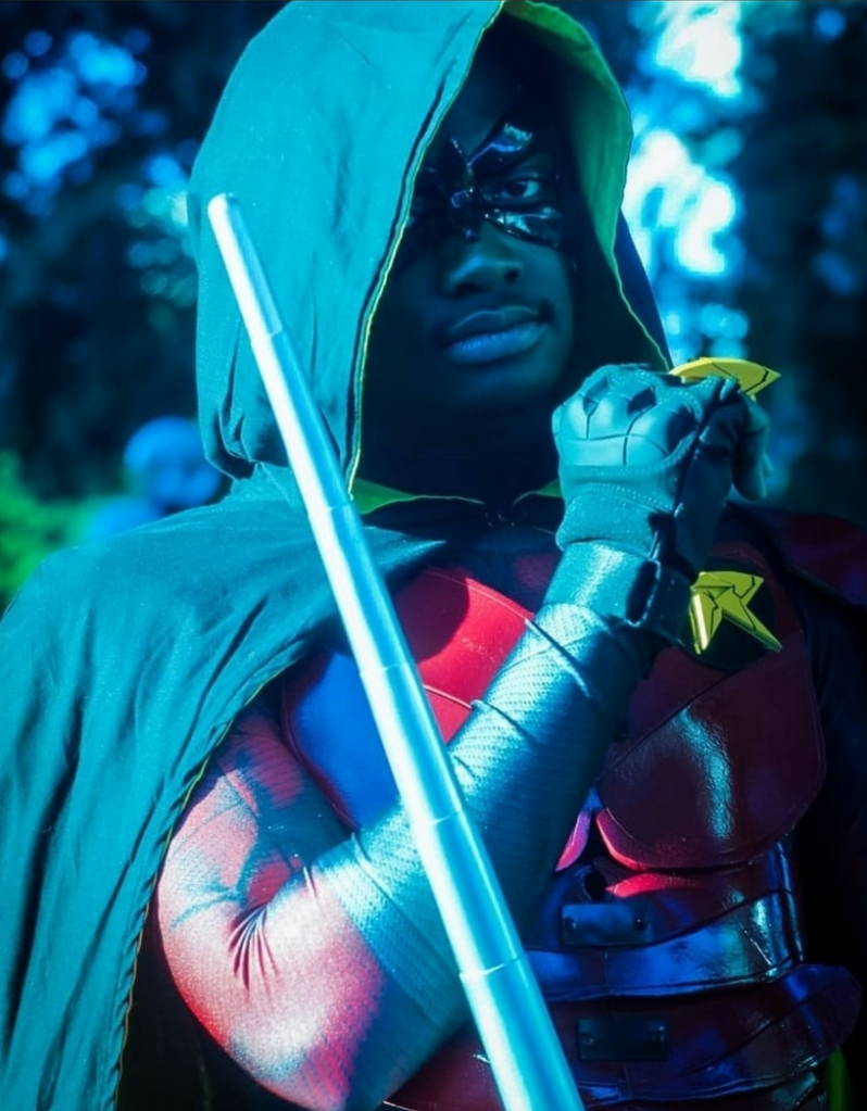 Black guy as robin with hoody