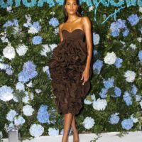 Cindy bruna red carpet wearing brown dress