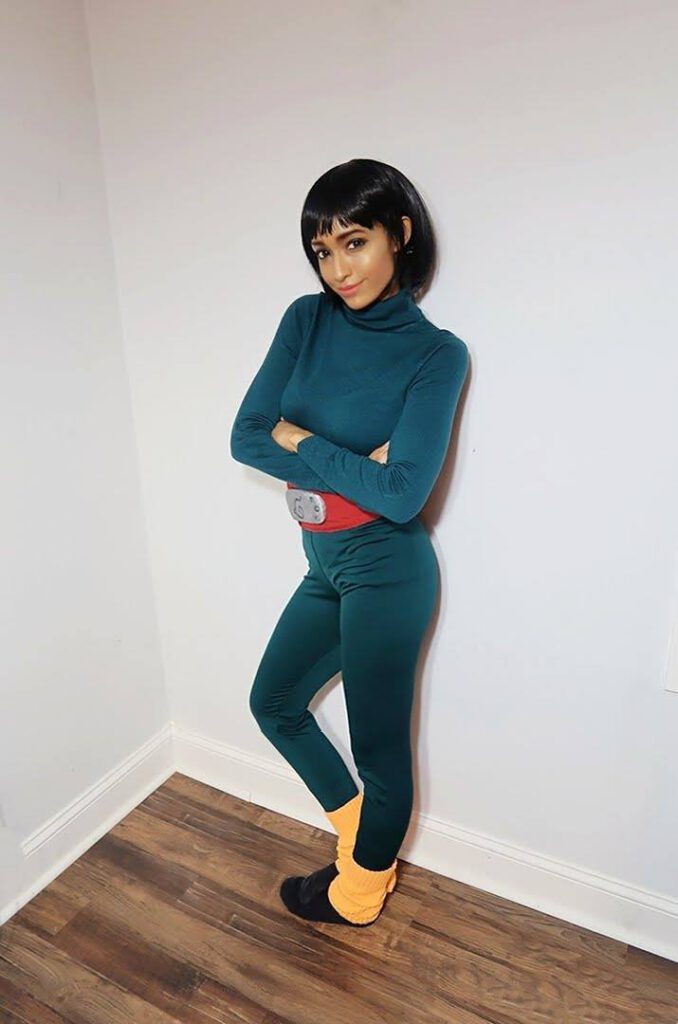 Cute black girl as rock lee posing