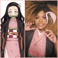 Cute black girl with nails as nezuko