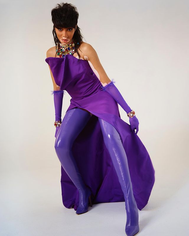 Winnie harlow purple outfit