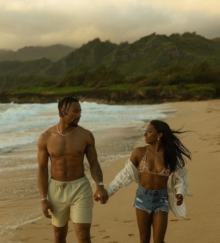 Simone Biles At Beach With Husband Photo