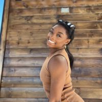 Simone Biles Wearing Brown