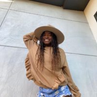 Simone Biles Wearing Brown Hat