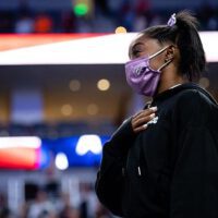 Simone Biles Wearing Corona Mask