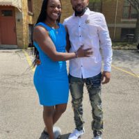 Claressa Shields blue dress with boyfriend