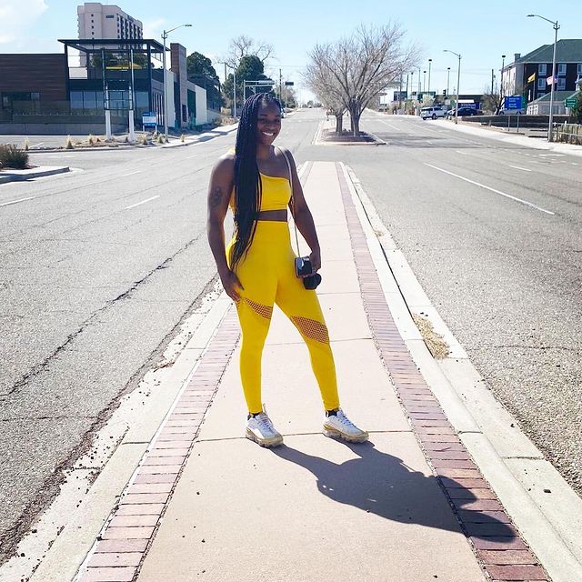 Claressa Shields posing in street