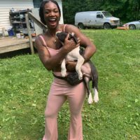 Claressa Shields with her dog