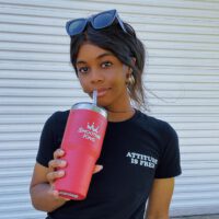 Gabby Douglas drinking smoothie king