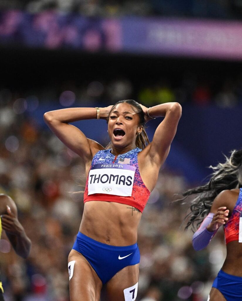 Gabby Thomas Winning Gold Medal Happy