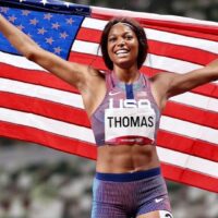 Gabby Thomas Winning At 2024 Paris Olympics Gold Medal