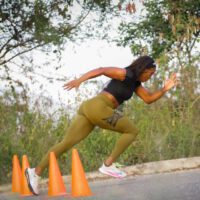 Shelly Ann Fraser Pryce nike green pants