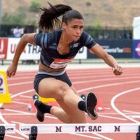 Sydney McLaughlin doing hurdles