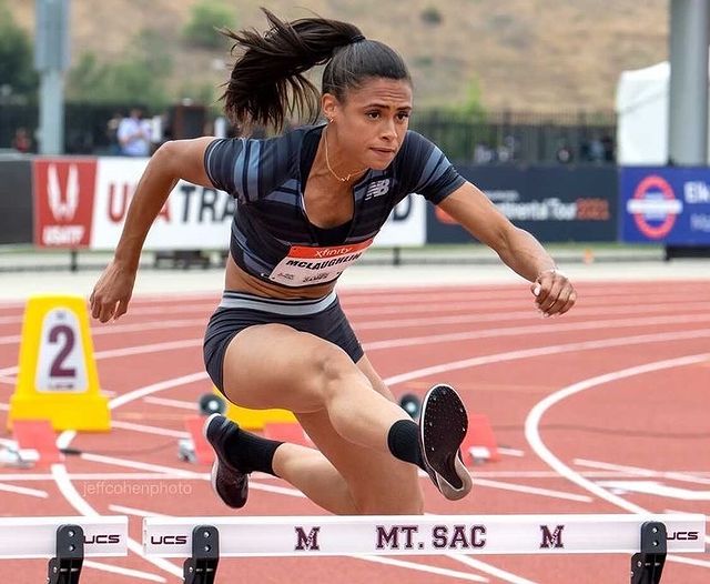 Sydney McLaughlin doing hurdles