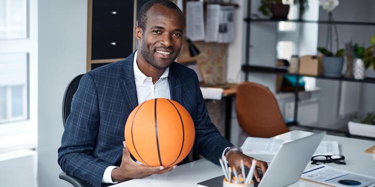 Black Man Business Holding Basketball