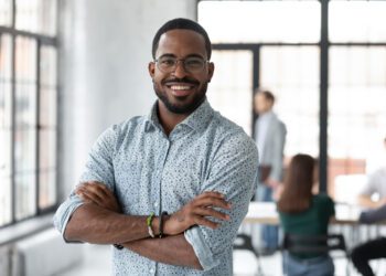 Portrait of happy African American small business owner