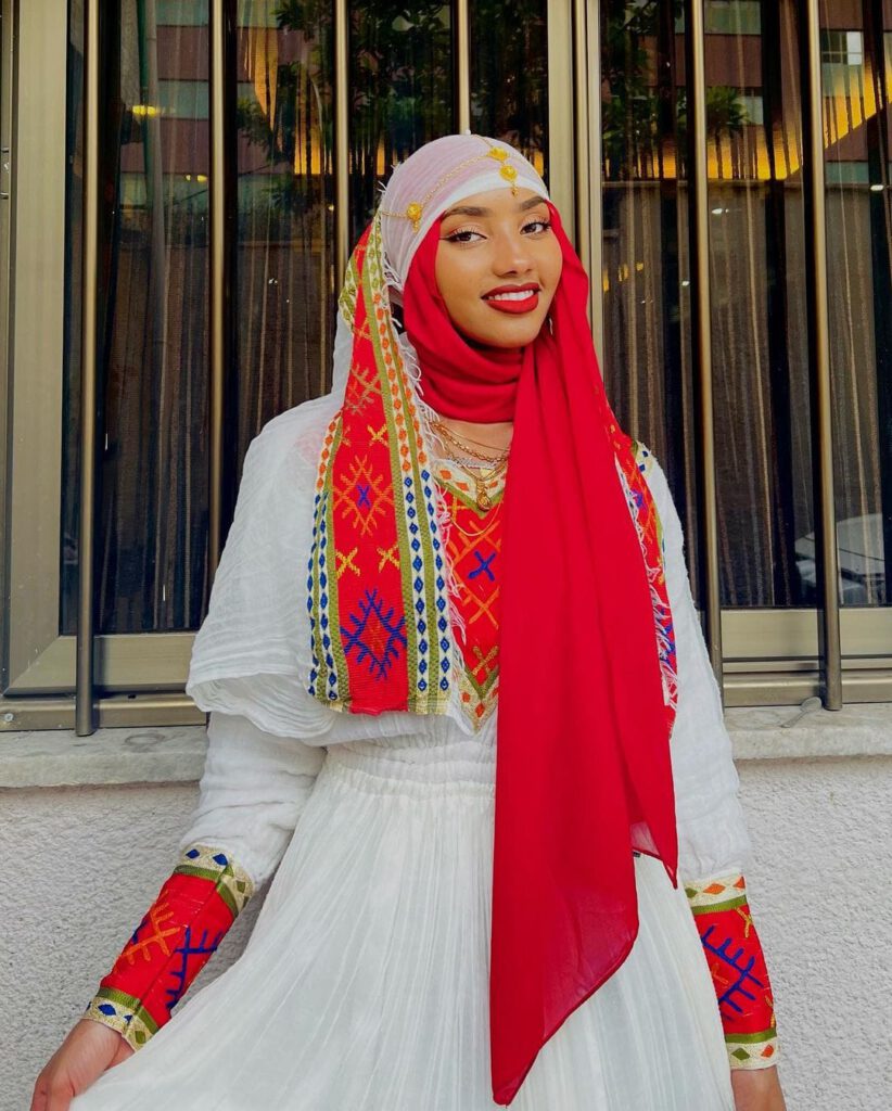 White Red Outfit Hijab